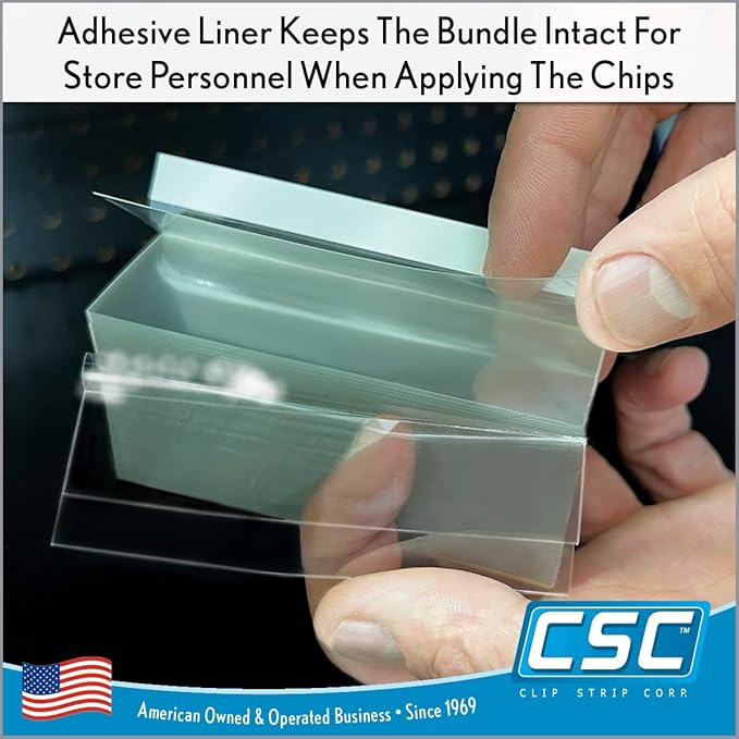 Clip Strip Corp. Price/Data Channel Label Holder Chips, Clear Plastic Tags, 3.5" L x 1.25" H, 7.5 Mil Thick, Gondola Shelf Edge, Reusable, Made for Point of Purchase Shelf Molding (1000)