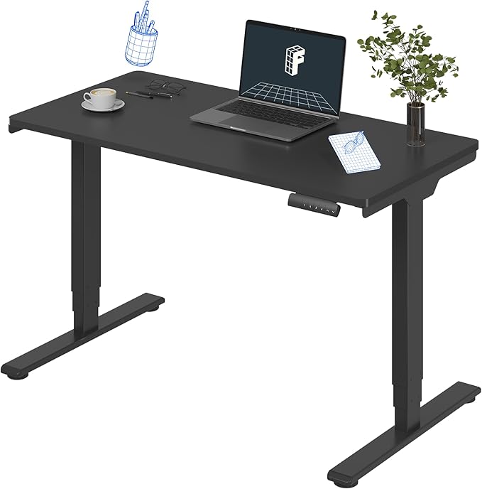 FLEXISPOT E6 3-Stage Dual Motor Electric Standing Desk 48 x 24 Sit Stand Up Desk, Holds 220 lbs, Adjustable Height w/Memory Presets, One-Piece Black Desktop & Black Frame, Ships in 2 Boxes
