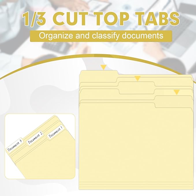 Manila Folders, HERKKA 220 Pack 1/3 Cut Tab File Folders, Manila Folders 8.5 x 11 Designed for Office and Classroom Use, Letter Size