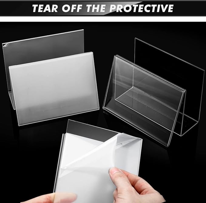 Crtiin 10 Pcs Clear Acrylic Postcard Holder Business Card Holder Greeting Card Display Clear Business Stand Rack for Index Organizer Desk Table Home Office, 6 x 4.25 x 4.5 Inches