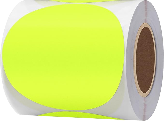 Hybsk Round Color Coding Circle Dots Labels Warehouse Inventory Organizer Stickers (3 inch, Fluorescent Yellow)