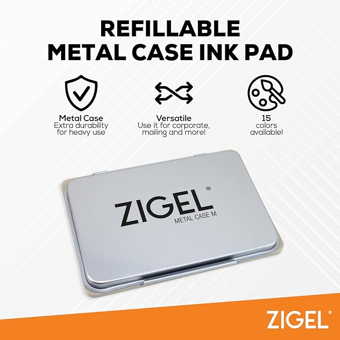 Metal Case Stamp Pad Medium Size, Green Color - Size: 3" x 4" - Choose from 15 Ink Colors