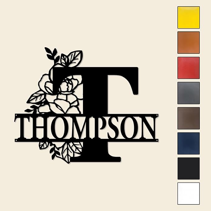 Custom Metal Signs | Personalized Monogram Name Sign | Outdoor Wall Art for Family Name | Custom Name Metal Sign, Last Name, Anniversary, Wedding Gifts for Women, Wife, Parents, couple (6'') (Design 3)