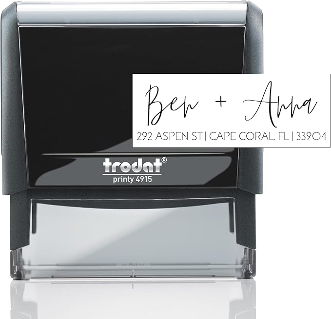 Self Inking Modern Address Stamps | Custom Return Address Stamper (Modern Brush Script, Medium)