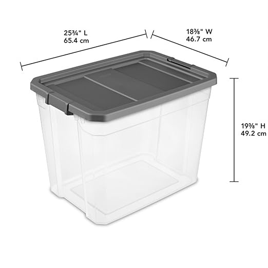 Sterilite 16-Pack Modular Stacker Box, Durable Clear Plastic Storage Bins with Latching Lids, 108 Quart - Stackable Organizing Container Boxes for Closet, Bathroom, and Office