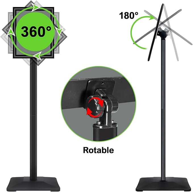 INNOVSIGN Heavy Duty Adjustable Pedestal Poster Sign Stand, 11x17 Aluminum Open Floor Standing Sign Holder for Vertical and Horizontal View Display, Black