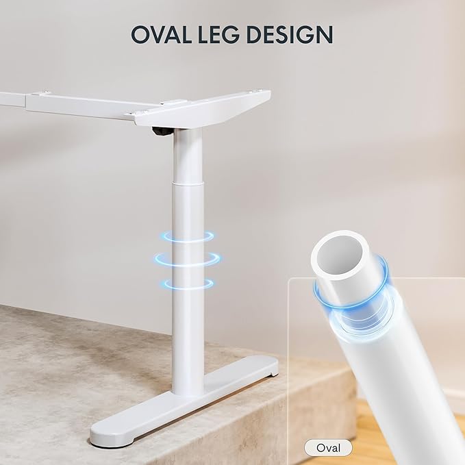 FLEXISPOT Bamboo Electric Standing Desk with Elegant Oval Legs & Curved Desktop, 48"x24" Height Adjustable Desk for Home Office & Living Spaces, White Frame