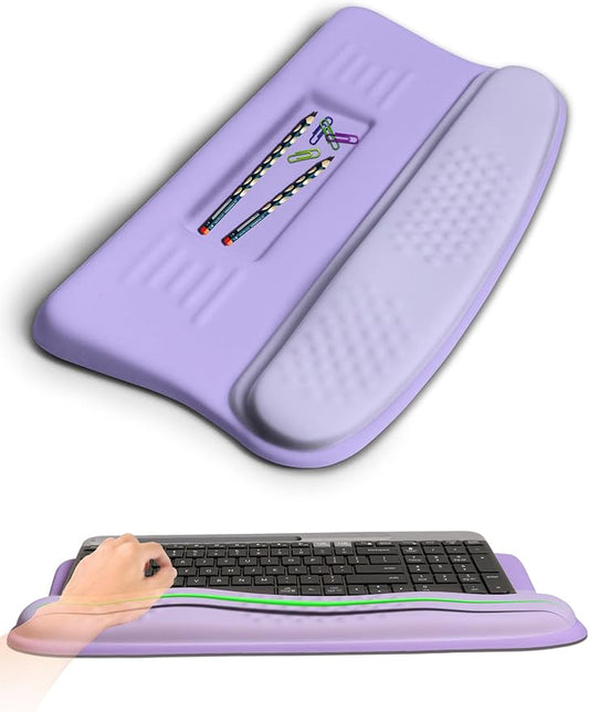 KUOSGM Ergonomic Wave Wrist Rest with Keyboard Stand, Cushioned Palm Rest, Comfortable Integrated Memory Foam for Natural Typing and Relieve Wrist Pain, Purple Romance