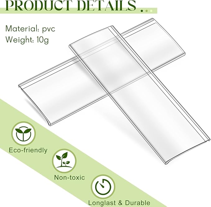 72 Pieces Clear Plastic Adhesive Shelf Tag & Price Label Holders for Supermarket, School, Library, Mailbox & Storage Bins(3 x 1 Inch)