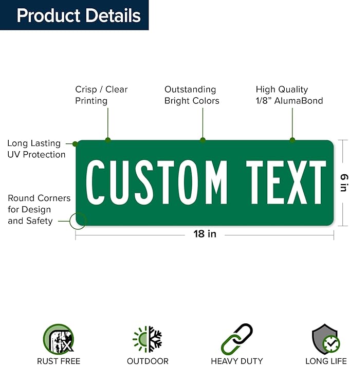 Custom Street Sign, Road Sign, Address Sign, 8 Colors, Reflective Option, Mounting Options, 6x18 Inch, Thick Rust-Free AlumaBond, USA Made by My Sign Center, (Classic)…