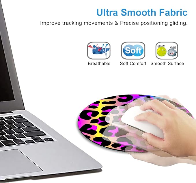 IMAYONDIA Cheetah Animal Print Gaming Mouse Pad,Colorful Leopard Round Mouse Pad Small,Color Pattern Personalized Design Mouse Pads,Non-Slip Rubber Base Mousepad for Laptop,Office Decor for Women Desk
