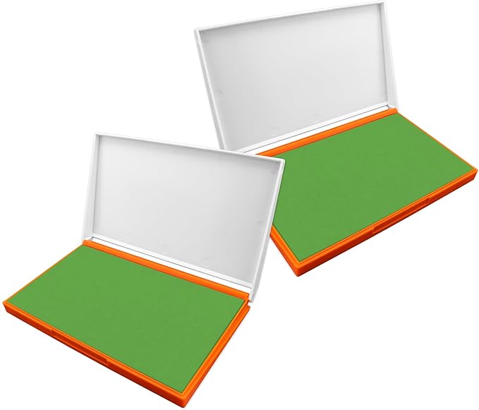 2 Pack Plastic Case Stamp Pad Large Size, Olive Green Color - Size: 4" x 7" - Choose from 15 Ink Colors