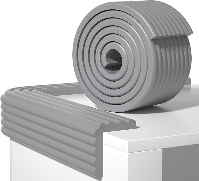 Edge Protector,Baby Proofing Baby Edge Protector Strip Safety,Soft Rubber Foam Padding,Edge Corner Guards Protector Corner Edge Bumpers for Furniture (Grey, 6.56Ft x 3.93" W x 0.4" Th)