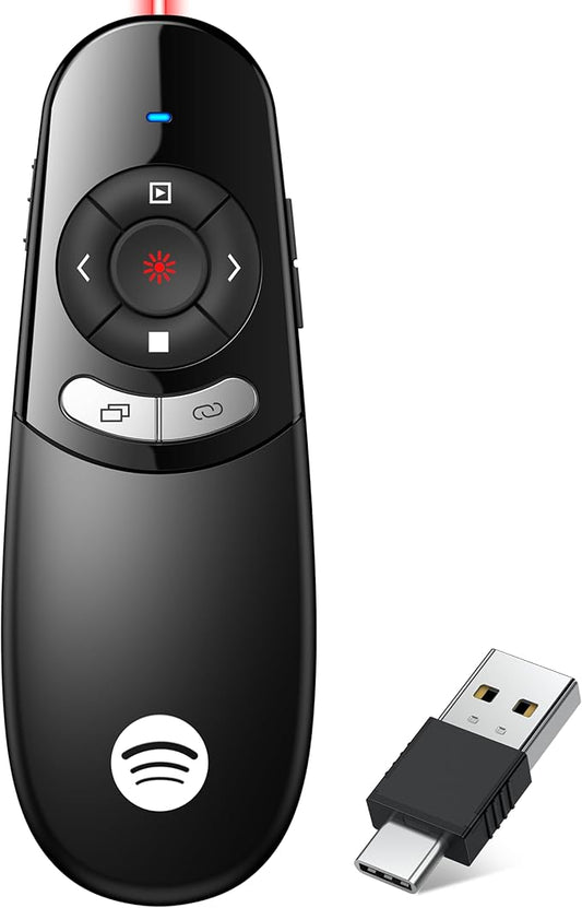Presentation Clicker Compatible with Bluetooth 5.1 & RF 2.4GHz Dual Modes Long Range Wireless Presenter Clicker Remote Powerpoint Clicker Slide Clicker for Office Classroom Teacher Powered by AAA