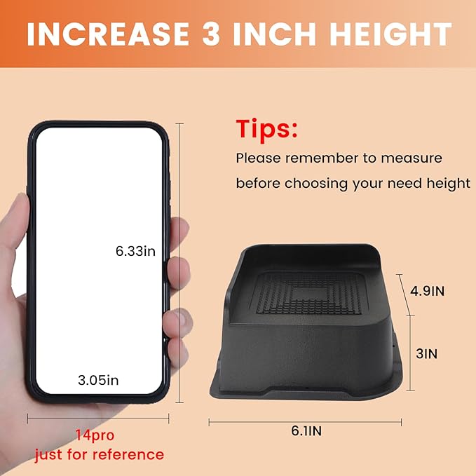 MXMZHXU Bed Risers 2 inch, 3 inch, 4 inch, 6 inch or 8 inch Heavy Duty Furniture Risers, Up to 6000 Lbs L Shaped Design Bed Lifts Blocks for Couch Desk Sofa Table (Black, 3 Inch 4 Pack)