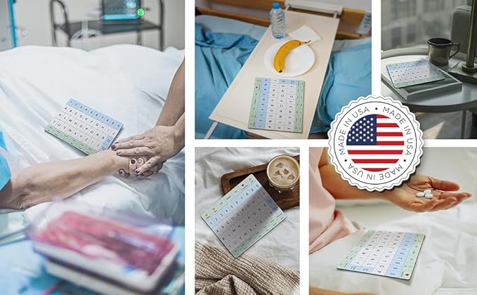 Adult Communication Board - Non-Slip, Portable Letter Chart for Non-Verbal, Stroke Recovery, Effective Visual Aids for Non-Speaking Patients, Pain Scale, QWERTY or ABC (ABC - 3 Pack)