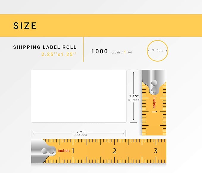 HOUSELABELS 2.25" x 1.25" Address Labels on 1" Core Compatible with Zebra and Rollo Printers, 1 Roll / 1,000 Labels per Roll