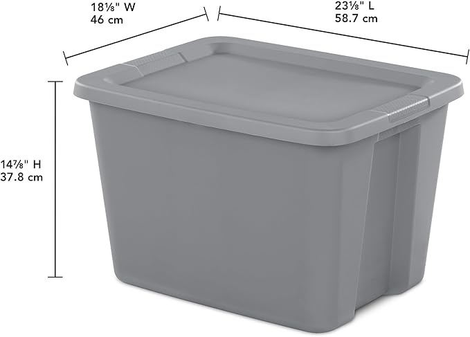 (4 pack) 18 Gallon Plastic Storage Bin with Snap-On Lid, Gray - Durable Stackable Container for Home, Garage & Office Organization