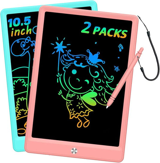 BUKEBU LCD Writing Tablet Doodle Board, Colorful Drawing Pad, Electronic Drawing Tablet, Drawing Pads,Travel Gifts for Kids Ages 3 4 5 6 7 8 Year Old Girls Boys (10.5 inch, Blue&Pink)