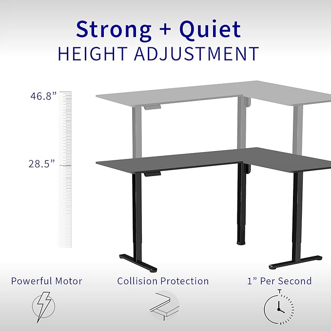 VIVO Electric Corner 63 x 55 inch L-Shaped Standing Desk, Memory Height Adjustment, Dark Walnut Top Black Frame, DESK-E3CTD