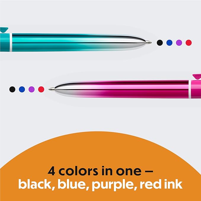 BIC 4 Color Smooth Gradient Retractable Ballpoint Pen with 1.0 mm Point, 12-Count in Assorted Ink Colors