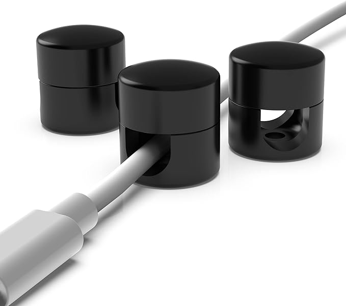 ICONIT Cable Anchors for Desk Organization Black | Premium Aluminum Cord Organizers | Charger + Cable Management Clips for Home & Office | Stylish, Sturdy, & Functional | (3 Pack)