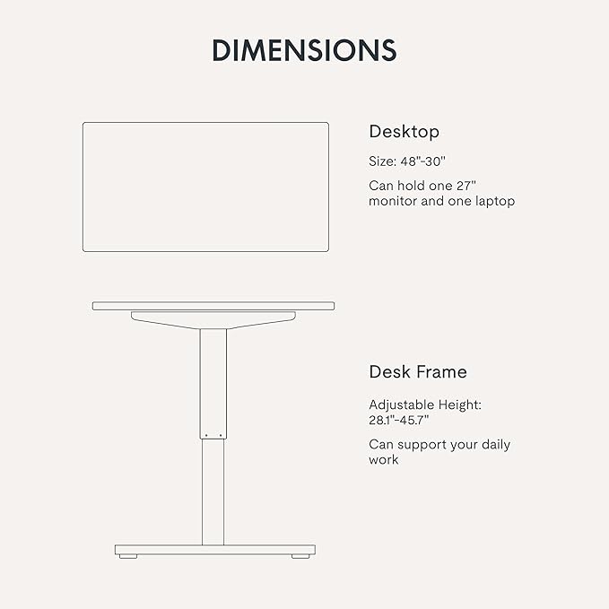 FLEXISPOT EN1 One-Piece Standing Desk with 1-Inch Thick Seamless Desktop, 48"x30" Electric Height Adjustable Desk for Home Office, Multi-Monitor Setups & Easy Assembly, Rustic Brown