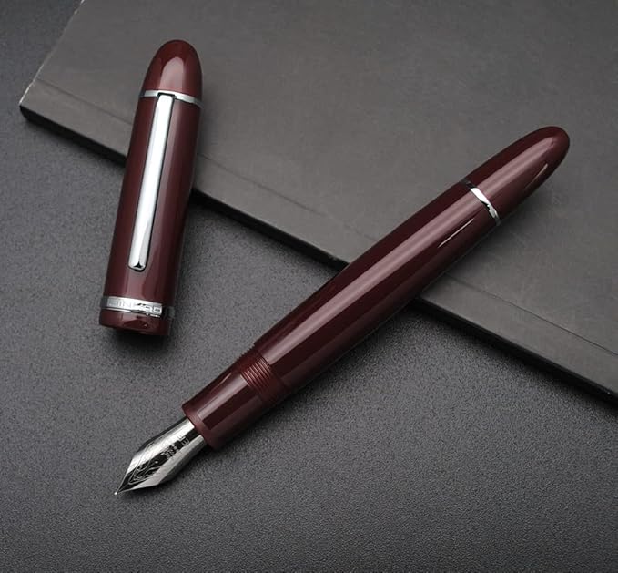 JINHAO X159 Fountain Pen (EF Nib 0.38mm, Wine Red with Silvery Clip)