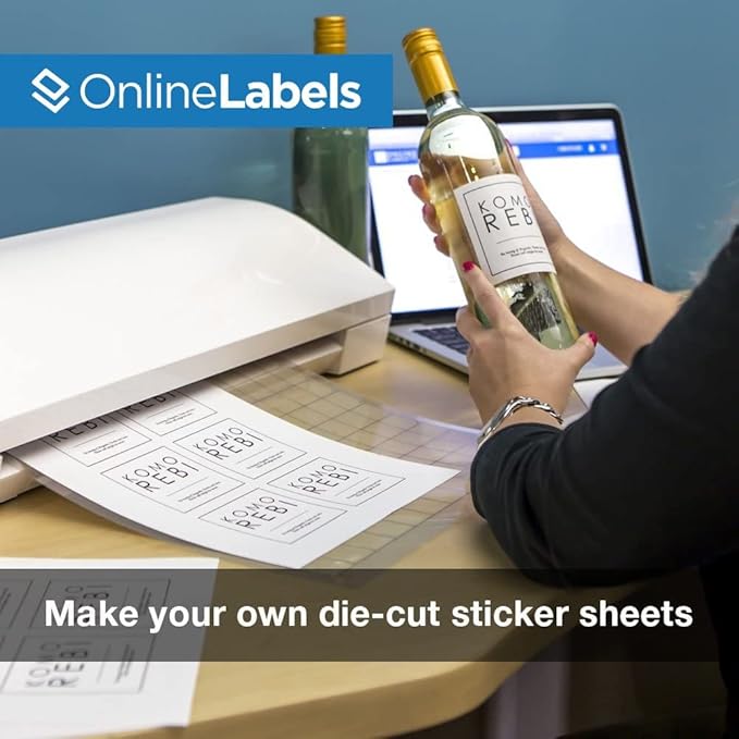 Sticker Paper, 250 Sheets, White Matte, 8.5" x 11" Full Sheet Label, Works with Inkjet and Laser Printer, Compatible with Electronic Cutting Machines, OL177WX, OnlineLabels