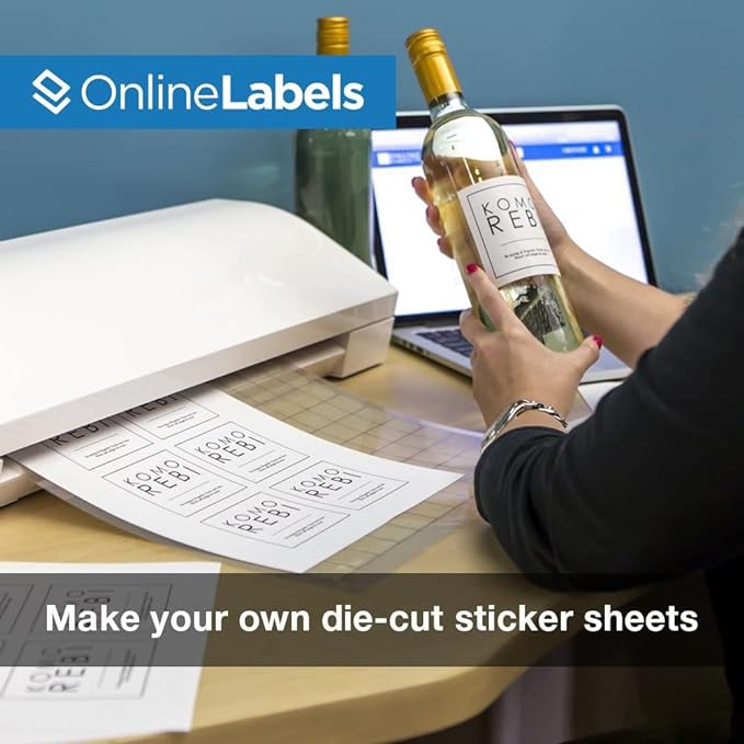 Sticker Paper, 10,000 Sheets, White Matte, 8.5" x 11" Full Sheet Label, Works with Inkjet and Laser Printer, Compatible with Electronic Cutting Machines, OL177WX, OnlineLabels