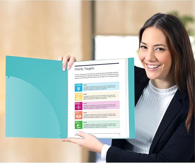 Dunwell Presentation Binder 60-Pocket, Displays 120 Pages, 8.5x11 Portfolio Binder with Plastic Sleeves, Storage and Organizer for Documents, Photos, Kids Artwork, Projects, Recipes (Aqua)