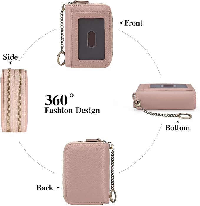 GOIACII Small Genuine Leather Wallet for Women, RFID Blocking Credit Card Holder Wallet