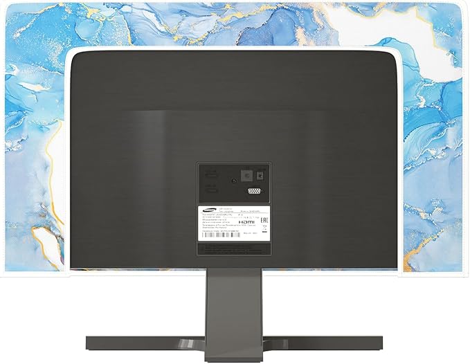 Baocicco Baby Blue Gold Marble Waterproof Screen TV Cover 80 Inch Modern Television Accessories TV LCD Fashion Weatherproof Screen TV Decorations for Tablet LED LCD OLED TVs
