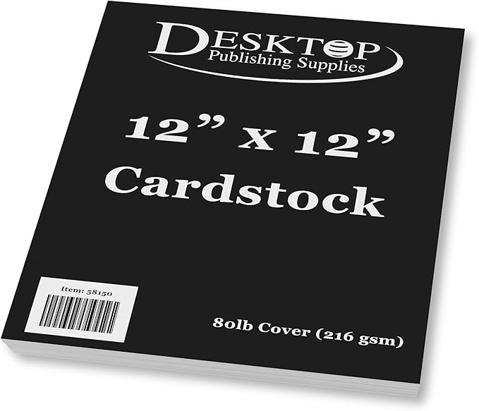 Premium Black 12x12 Cardstock - Thick Heavyweight 80lb Cover - 15 Sheets