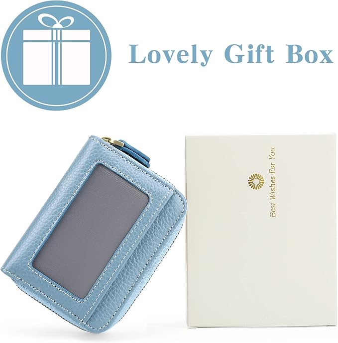 GOIACII Small Genuine Leather Wallet for Women, RFID Blocking Credit Card Holder Wallet
