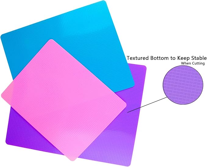 3 Pieces Flexible Cutting Board mats, Plastic Cutting Boards for Kitchen Cooking, Cutting board sheets for Meat and Vegetables, Dishwasher Safe