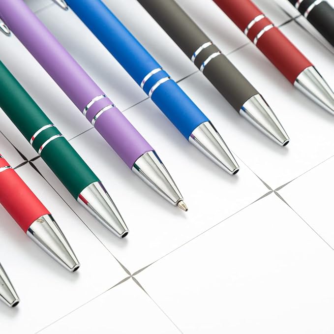 HEYZARDA Personalized Pens with Name Text Logo Custom Ballpoint Pen for Business Office Events with Stylus for Touchscreen 50 Pcs Dark Purple