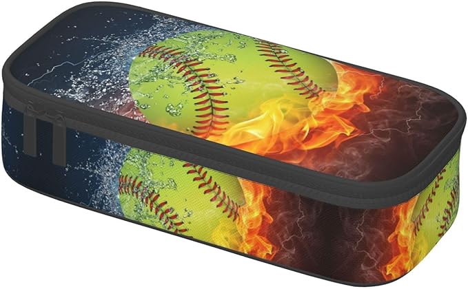 Softball Ball Pencil Case Big Capacity Storage Pencil Pouch Stationery Bags With Zipper Portable Pen Holder Box Organizer For Boys Girls Teens Student College School Office Supplies