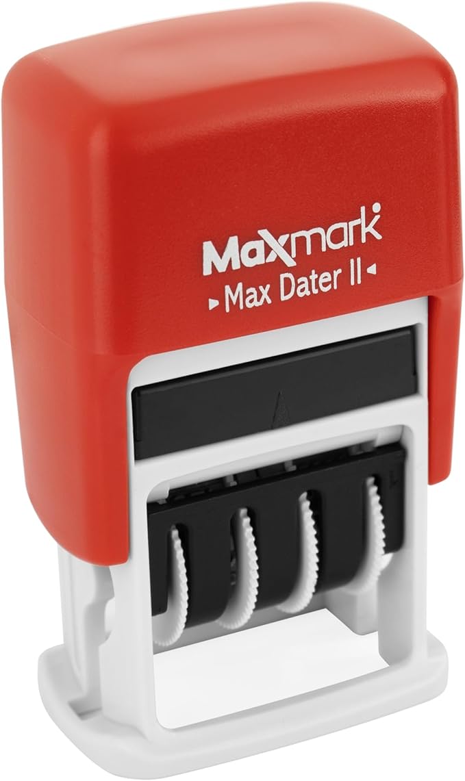 MaxMark Self-Inking Rubber Date Office Stamp with OVERDUE Phrase & Date - RED Ink (Max Dater)
