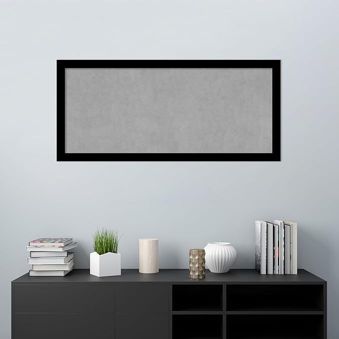 Amanti Art Black Framed Magnetic Board 23x51 Oversize Vision Board for use with Magnets, 100% Metal Sheet to Display Items as Office Decor or for Home Organization in mudroom, Kitchen or Kids Room