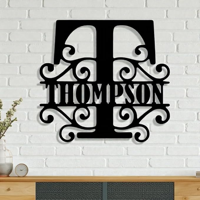 Custom Metal Signs | Personalized Monogram Name Sign | Outdoor Wall Art for Family Name | Custom Name Metal Sign, Last Name, Anniversary, Wedding Gifts for Women, Wife, Parents, couple (6'') (Design 8)