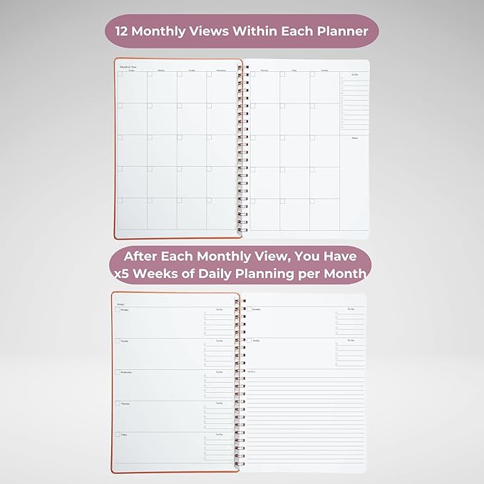 Merely Home | Ultimate Yearly, Daily, Weekly, Monthly Planner | 8.25" x 11.75" | To Do List Notebook for Work | Simple Design | Multiple Layouts | Academic Planner and Organizer Notebook (Navy, Yearly Planner - Portrait)