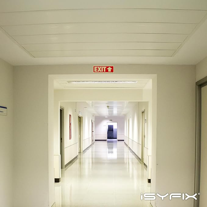 iSYFIX Exit Signs with Directional Up Arrow, Glow in the Dark, Photoluminescent Aluminum 12x4 Inch - 6 Pack, Laminated for UV & Weather Resistance, Ideal for Offices, Schools, Theaters & More