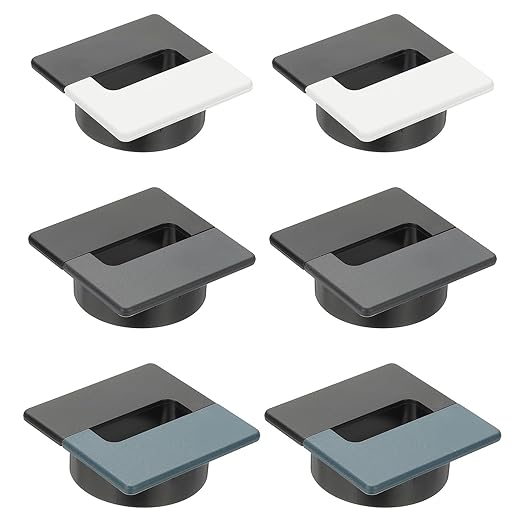 PATIKIL 2.8inch Desk Grommet, 6Pcs Cable Grommet Wire Management Cable Hole Cover Cord Organizer for Office Home Table Countertop, Black/White Black/Blue Black/Grey