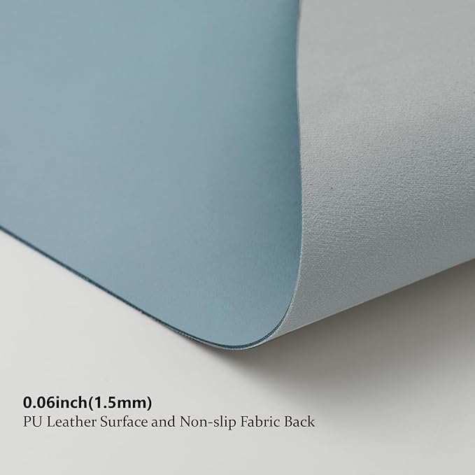 Large Desk Mat - 47.2"x 17" Non-Slip PU Desk Pad for Office and Home - Ideal for Large Mouse Pad and Desk Mats on Top of Desks(Light Blue)