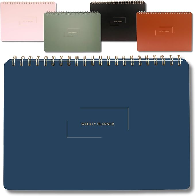 Merely Home Undated Weekly Planner | 8.25” x 11.75” Work To-Do Notebook | ADHD Academic Organizer | Multi-Layout | Men and Women Planner | College Supplies | Navy | Landscape Layout