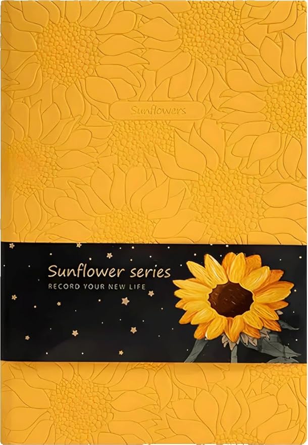 ipoul Sunflower Journal, Yellow Notebook, Softcover Notebook, College Ruled Notebook, Lined Journal, A5, 6"x8", PU Leather Soft Cover, Writing Journal, Sunflower Gifts for Women, Beautiful Journal
