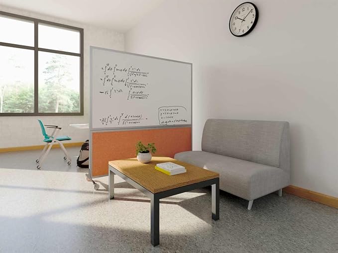 DivideWrite Mobile Whiteboard | Double Sided Dry Erase Board | Portable Office Cubicle Partition | Display for Classrooms, Conference Rooms, Meeting Areas and More | Black Fabric 5' Wide X 6' Tall