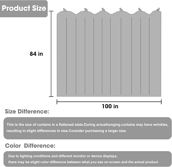 Cbsroro Room Divider Curtains, Blackout Ceiling Track Curtains with Hooks Wall Dividers for Bedroom Living Room Separation Office Privacy Partition, Noise Reduction, W100 × L84 Inch,1 Panel, Black