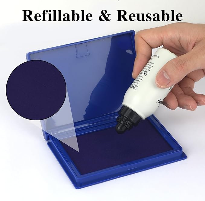Blue Stamp Pad, 4 x 2.5 Inch Premium Quality Ink Pad for Stamps, All-Purpose Felt Pad for Office and Crafting, Works with Rubber and Clear Stamps
